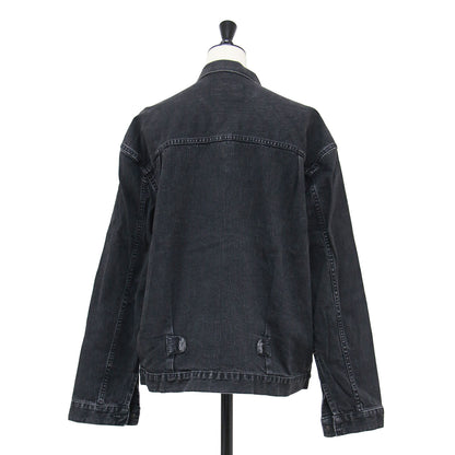 ブラック デニム ジャケット / BLACK DENIM JACKET 781001LAP2-B / Gジャン 羽織り オーバーサイズ 長袖 バックヨーク ヴィンテージ加工 コットン ウォッシャブル