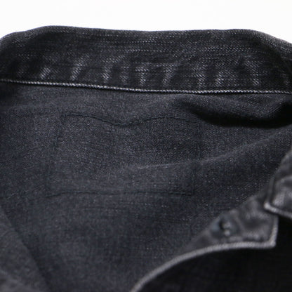 ブラック デニム ジャケット / BLACK DENIM JACKET 781001LAP2-B / Gジャン 羽織り オーバーサイズ 長袖 バックヨーク ヴィンテージ加工 コットン ウォッシャブル