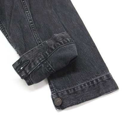 ブラック デニム ジャケット / BLACK DENIM JACKET 781001LAP2-B / Gジャン 羽織り オーバーサイズ 長袖 バックヨーク ヴィンテージ加工 コットン ウォッシャブル