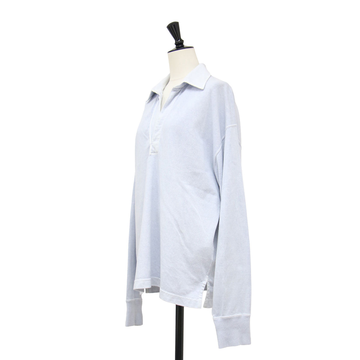 25春夏 コットン ピグメントダイ スキッパー プルオーバー / OPENENDCOTTON PIGMENTDYE SKIPPER PO 168-5166014 / カットソー 長袖 Vネック ワイド スリット