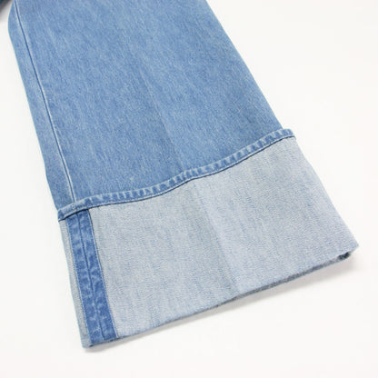 24春夏 アイコニックデニムパンツ / TR003 0008 / クロップド丈 ストレート センタープレス 折り返し メタルボタン コットン ウォッシャブル