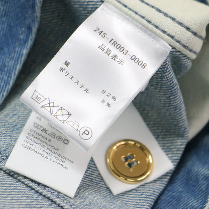 24春夏 アイコニックデニムパンツ / TR003 0008 / クロップド丈 ストレート センタープレス 折り返し メタルボタン コットン ウォッシャブル