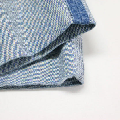 24春夏 アイコニックデニムパンツ / TR003 0008 / クロップド丈 ストレート センタープレス 折り返し メタルボタン コットン ウォッシャブル