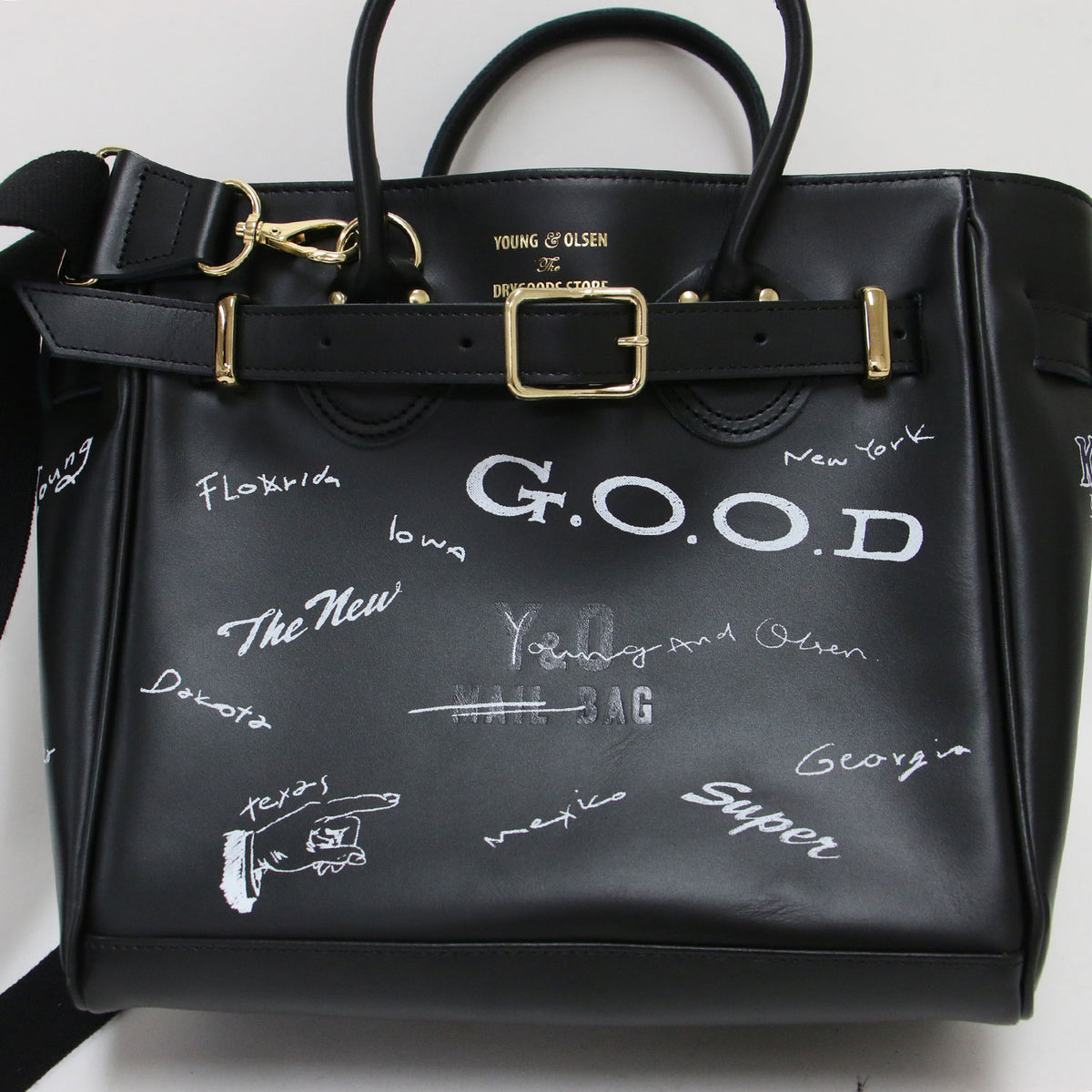 × FRAMeWORK 別注 26秋冬 KIBITZ MAIL BAG / ハンドバッグ トートバッグ ショルダー 2WAY ベルト付き イラスト プリント カウレザー