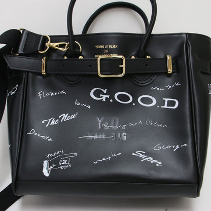 × FRAMeWORK 別注 26秋冬 KIBITZ MAIL BAG / ハンドバッグ トートバッグ ショルダー 2WAY ベルト付き イラスト プリント カウレザー