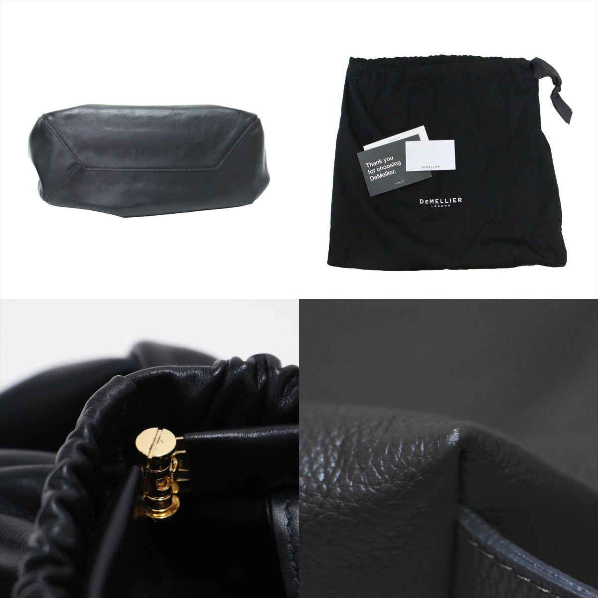 スムースレザー クラッチバッグ / Miami Clutch N122 ハンドバッグ ショルダー チェーン ギャザー カーフレザー