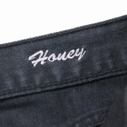 × 野沢和香 ハイライズヴィンテージデニム / Honey 57193511 フルレングス ハイウエスト スリム ステッチ ダメージ加工 ストレッチ コットン