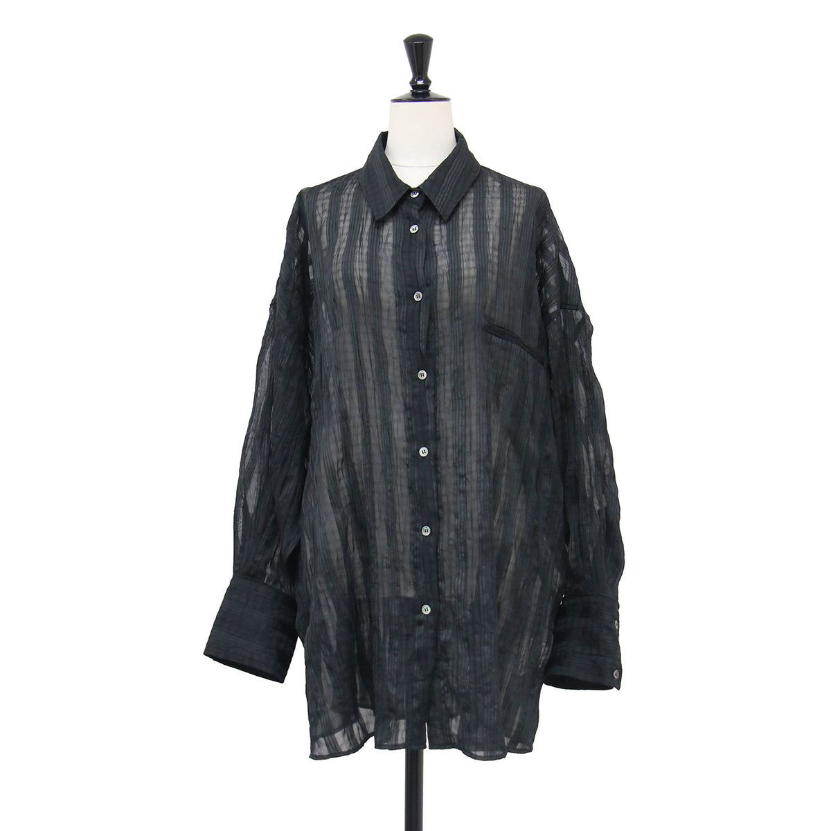 26春夏 シアー チェック ビッグシャツ / sheer check big shirt PV-030086 / 長袖 ワイド ワッシャー加工
