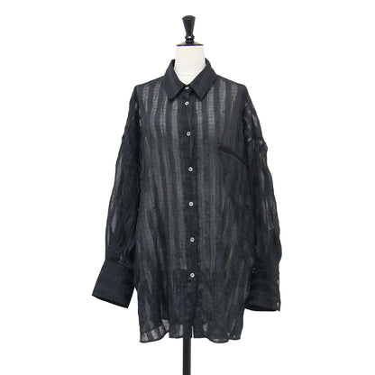 26春夏 シアー チェック ビッグシャツ / sheer check big shirt PV-030086 / 長袖 ワイド ワッシャー加工