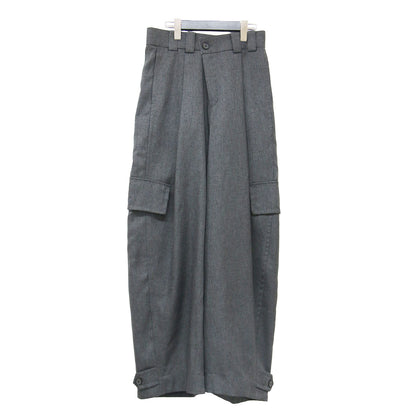 26春夏 バレルレッグ カーゴ トラウザーズ スラックス / ワイドパンツ アシンメトリー ギャザー