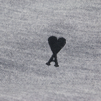 26春夏 ショートスリーブ カーディガン / Ami De Coeur FKC387.KN0039.0504 / 半袖 クルーネック ボクシー ハートロゴ 刺繍 ウール