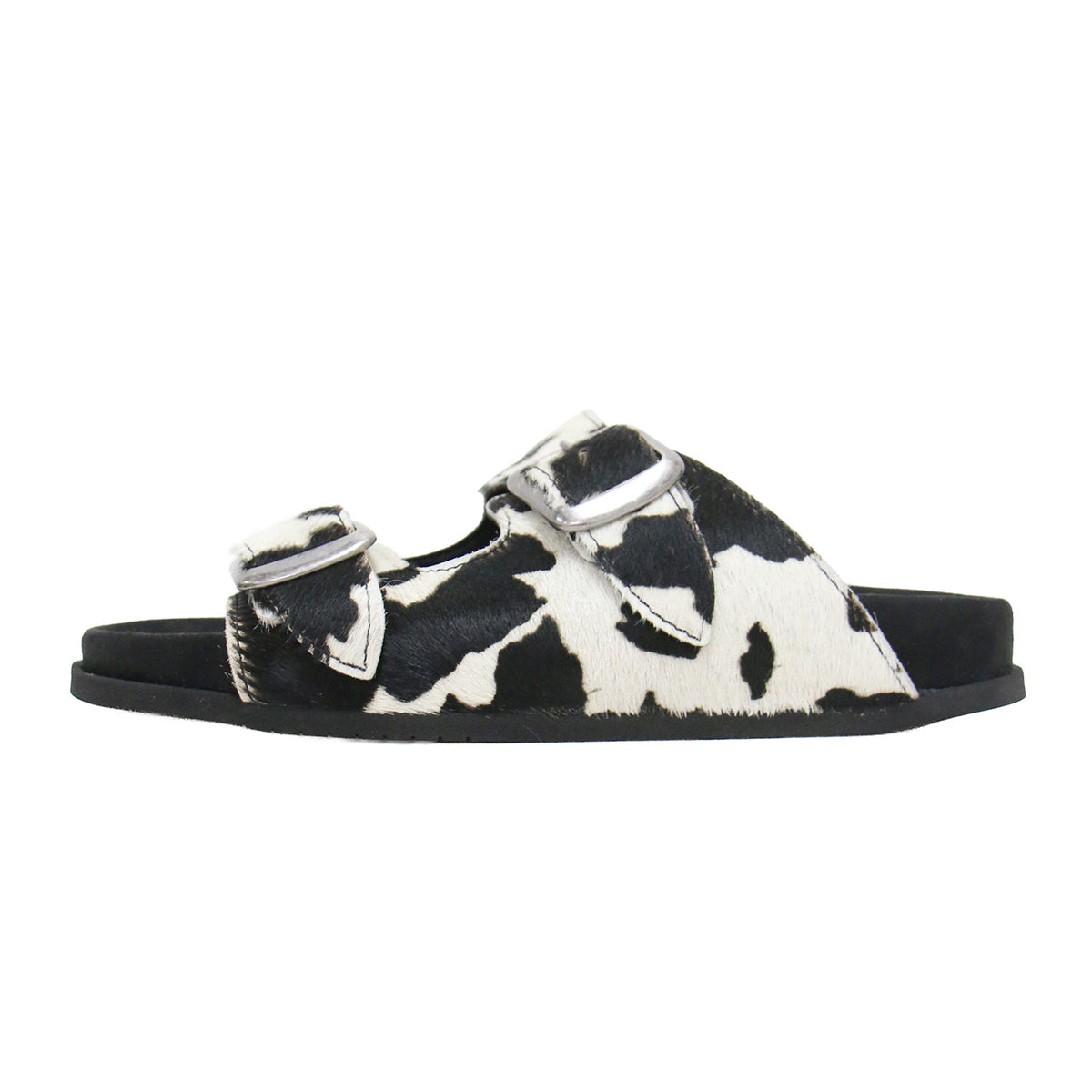 26春夏 2ベルト サンダル / 2 BELT SANDALS 26093450004010 / フラット ハラコ調 ホルスタイン柄 カウレザー