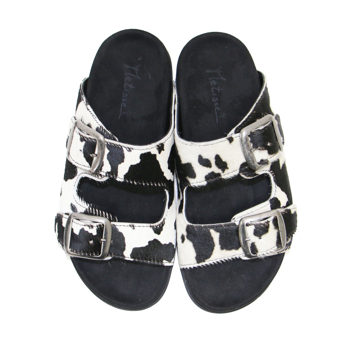 26春夏 2ベルト サンダル / 2 BELT SANDALS 26093450004010 / フラット ハラコ調 ホルスタイン柄 カウレザー