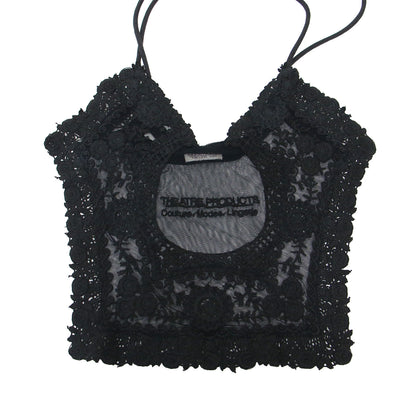 チュールレース トートバッグ / ダブルハンドル ショルダー シアー ブランドロゴ 刺繍