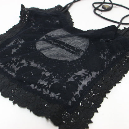 チュールレース トートバッグ / ダブルハンドル ショルダー シアー ブランドロゴ 刺繍
