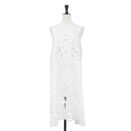 25秋冬 カットワーク パーツ テーブルクロス エプロンドレス / cutwork parts tablecloth aprondr H0-00-7045 / キャミソール ノースリーブ 花柄 ラップ コットン リネン ウォッシャブル