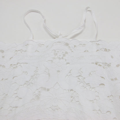 25秋冬 カットワーク パーツ テーブルクロス エプロンドレス / cutwork parts tablecloth aprondr H0-00-7045 / キャミソール ノースリーブ 花柄 ラップ コットン リネン ウォッシャブル