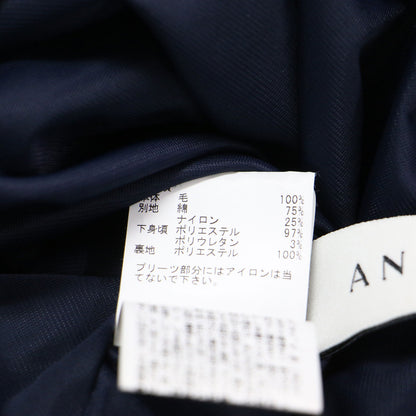 シアーパフスリーブドッキング ワンピース / ドレス Aライン フレア ハイネック 長袖 切替え プリーツ 光沢 ニット ハイゲージ ウール シルク