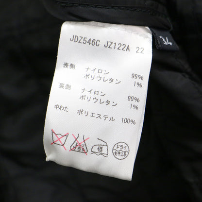 キルティングノーカラージャケット / ブルゾン 羽織り ラウンドネック 長袖 中綿 スナップボタン ナイロン