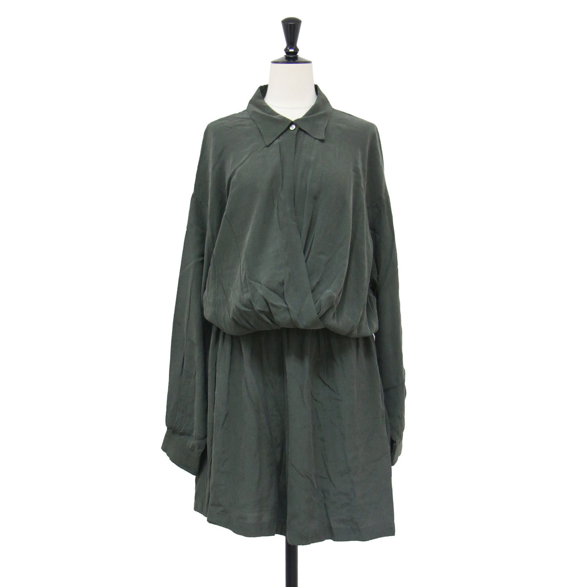 25春夏 サテン ショーツ オールインワン / 25030520106010 / シャツ 長袖 スキッパー カシュクール フレア