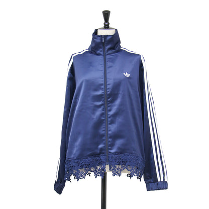 韓国限定 レースサテン トラックジャケット / FB SAT LACE TT LD1803 / ジップアップジャージ 長袖 スタンドカラー トレフォイルロゴ スリーストライプス
