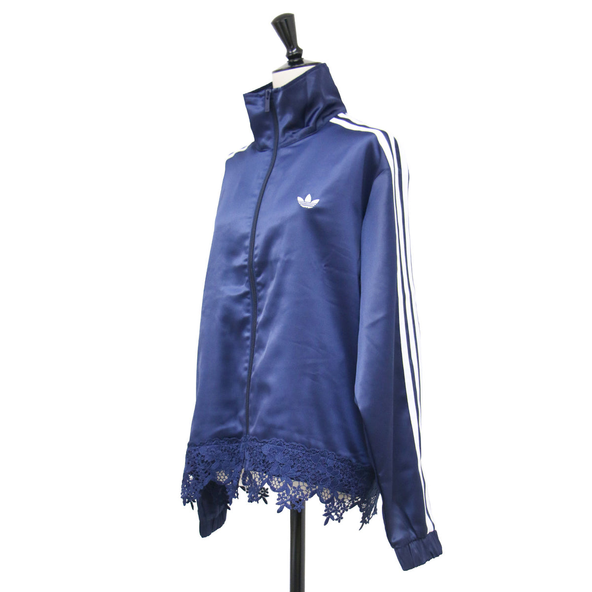 韓国限定 レースサテン トラックジャケット / FB SAT LACE TT LD1803 / ジップアップジャージ 長袖 スタンドカラー トレフォイルロゴ スリーストライプス