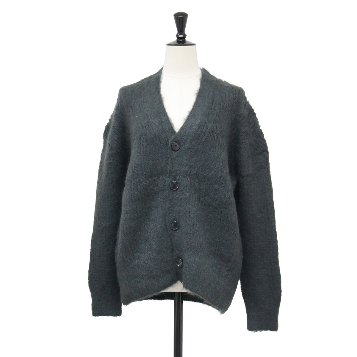 × Demi-Luxe BEAMS 別注カラー 24秋冬 5ゲージ 畦編み モヘヤ混 カーディガン / SL9W717 / 長袖 Vネック ボックスシルエット ドロップショルダー ウール