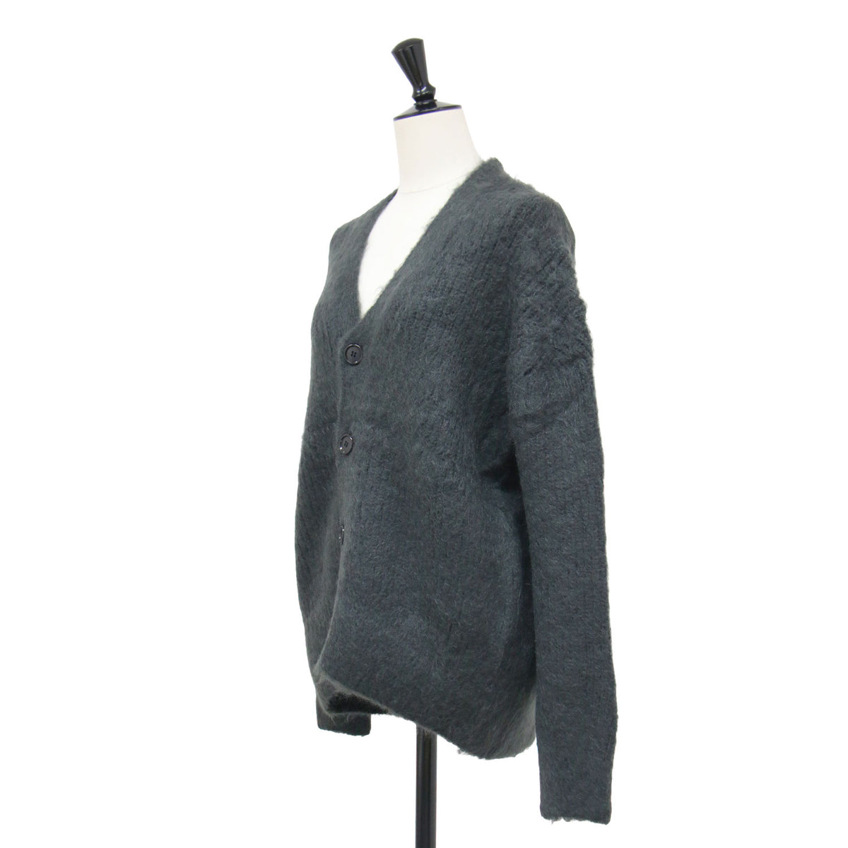 × Demi-Luxe BEAMS 別注カラー 24秋冬 5ゲージ 畦編み モヘヤ混 カーディガン / SL9W717 / 長袖 Vネック ボックスシルエット ドロップショルダー ウール