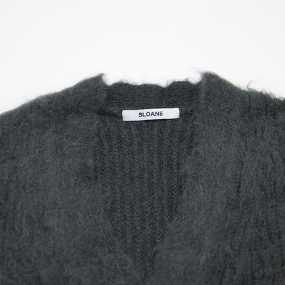 × Demi-Luxe BEAMS 別注カラー 24秋冬 5ゲージ 畦編み モヘヤ混 カーディガン / SL9W717 / 長袖 Vネック ボックスシルエット ドロップショルダー ウール