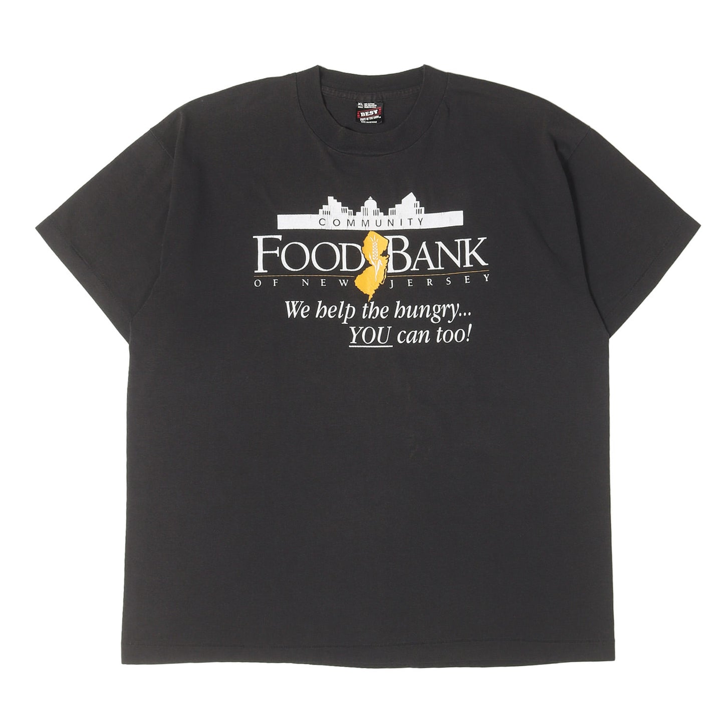 90s フードバンク メッセージプリント クルーネック Tシャツ / USA製 FRUIT OF THE LOOM