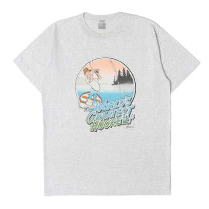 90s フィッシング イラストプリント クルーネック Tシャツ