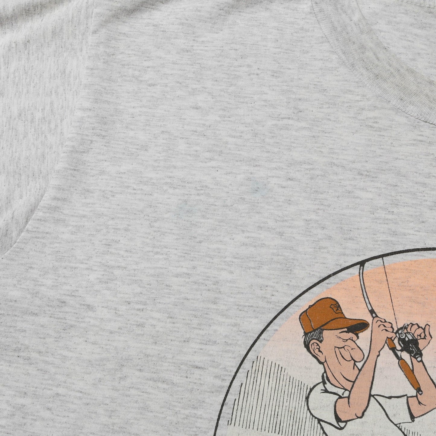 90s フィッシング イラストプリント クルーネック Tシャツ