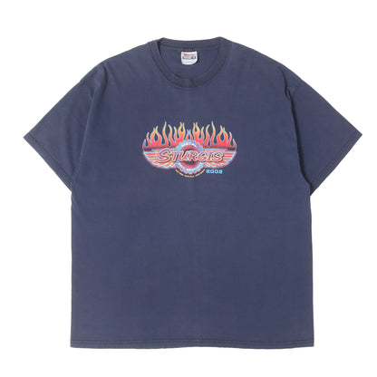 90s STURGIS 2002 フレイム エンブレム 両面プリント クルーネック Tシャツ / メキシコ製 Hanes