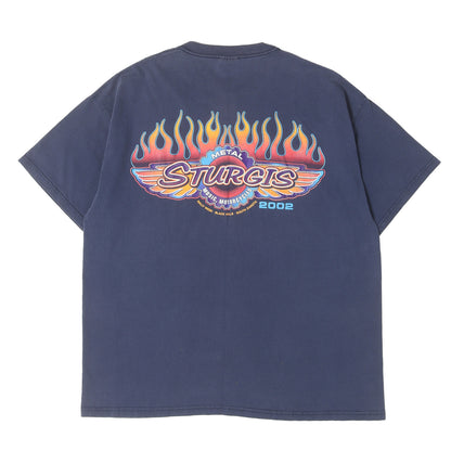 90s STURGIS 2002 フレイム エンブレム 両面プリント クルーネック Tシャツ / メキシコ製 Hanes
