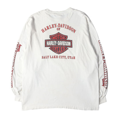 [人気モデル] 00s 4面プリント チェッカー フレイム エンブレム ロングスリーブ Tシャツ USA製
