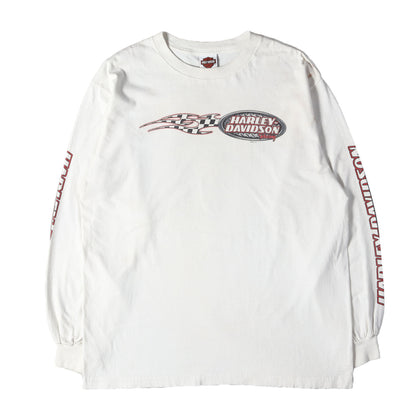 [人気モデル] 00s 4面プリント チェッカー フレイム エンブレム ロングスリーブ Tシャツ USA製