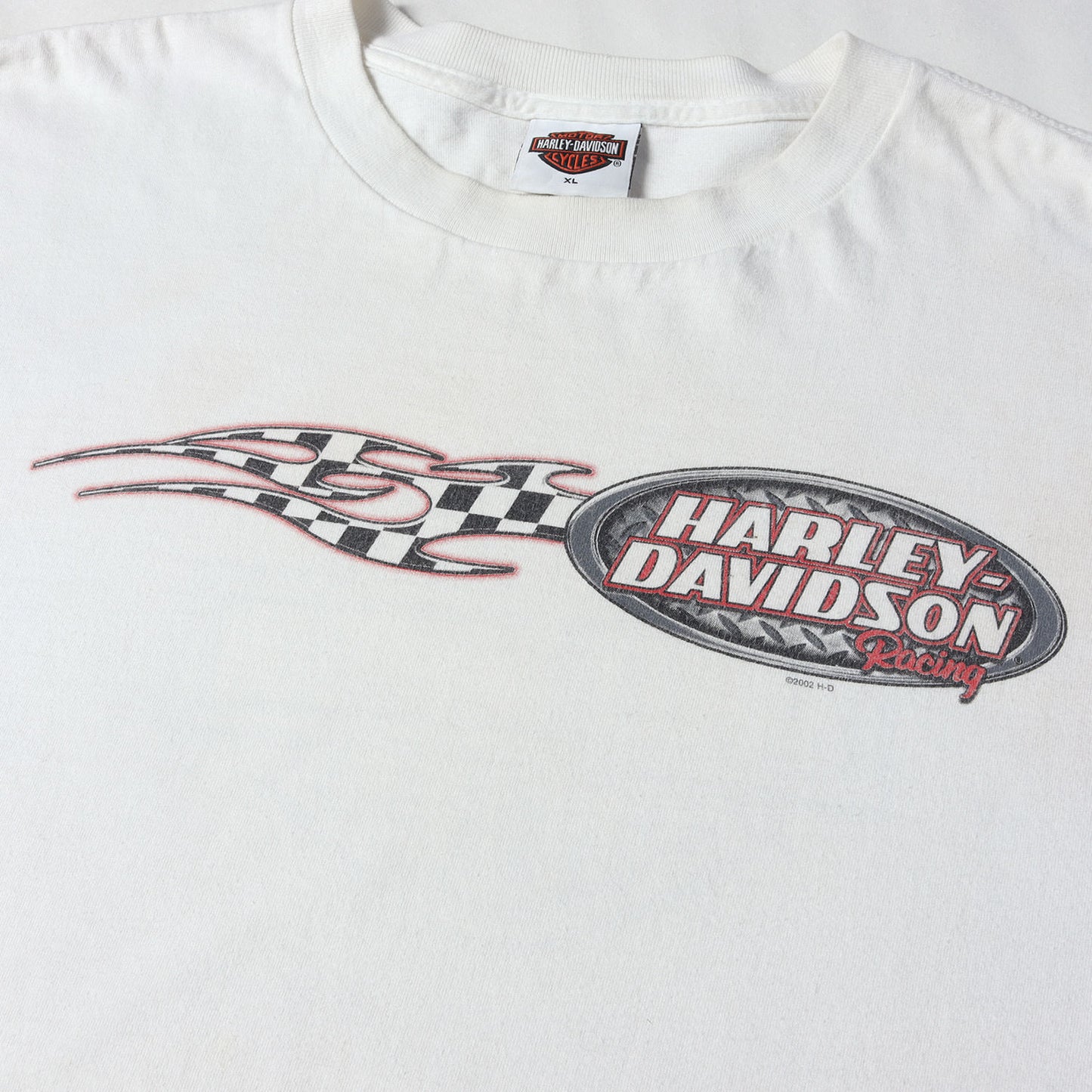 [人気モデル] 00s 4面プリント チェッカー フレイム エンブレム ロングスリーブ Tシャツ USA製