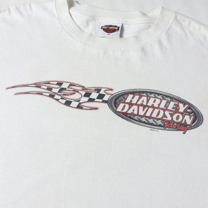 [人気モデル] 00s 4面プリント チェッカー フレイム エンブレム ロングスリーブ Tシャツ USA製