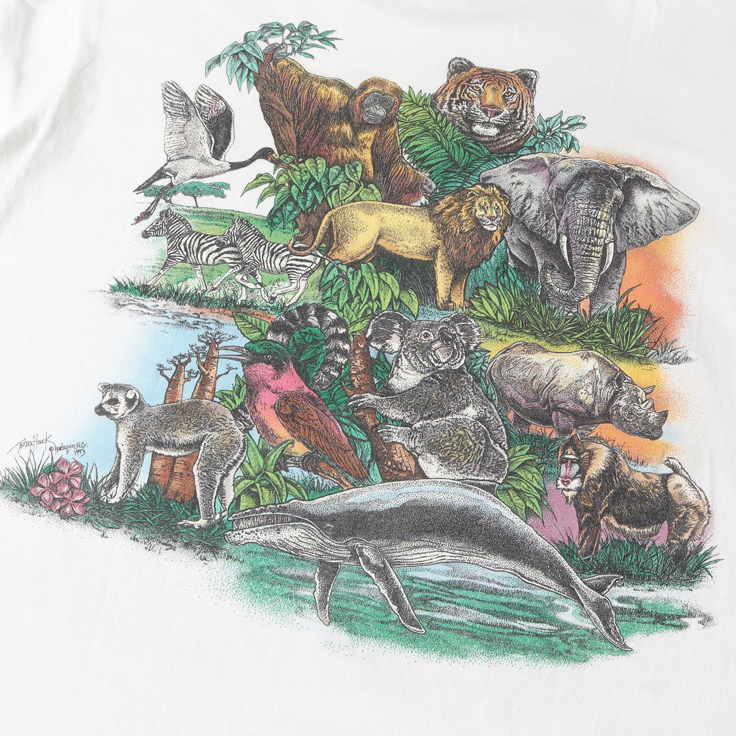 90s WWF アニマル 両面プリント Tシャツ / USA製 動物 世界自然保護基金