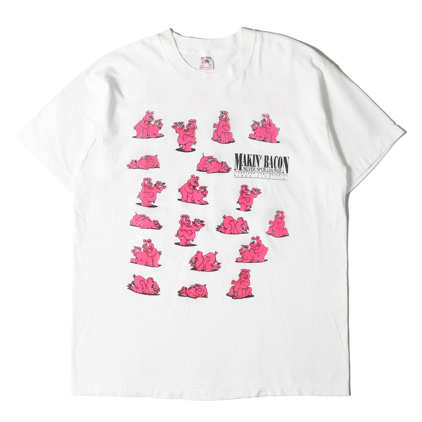 90s ブタ 四十八手 両面プリント エロ Tシャツ / USA製 FRUIT OF THE ROOM