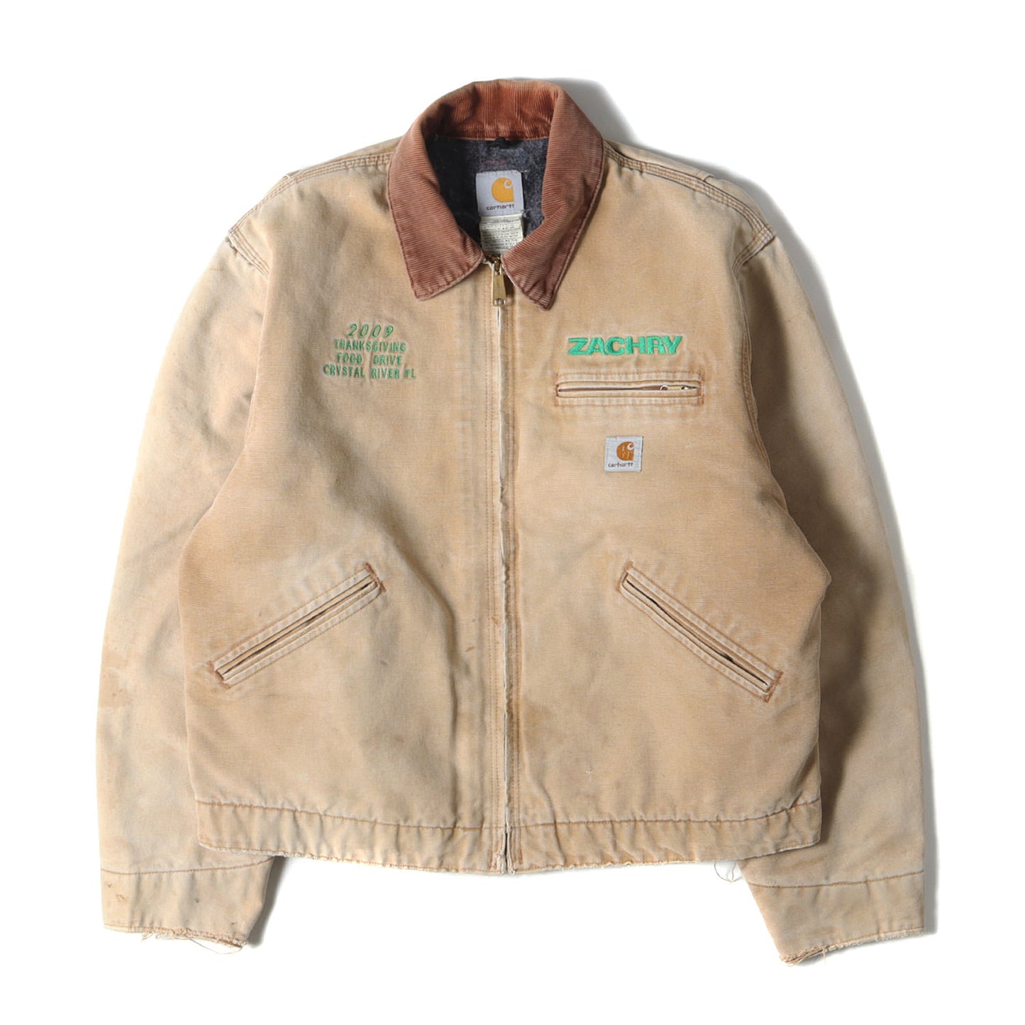90s 企業ロゴ刺繍入り 裏ブランケット 襟コーデュロイ ブラウンダック デトロイトジャケット / 90年代 USA製