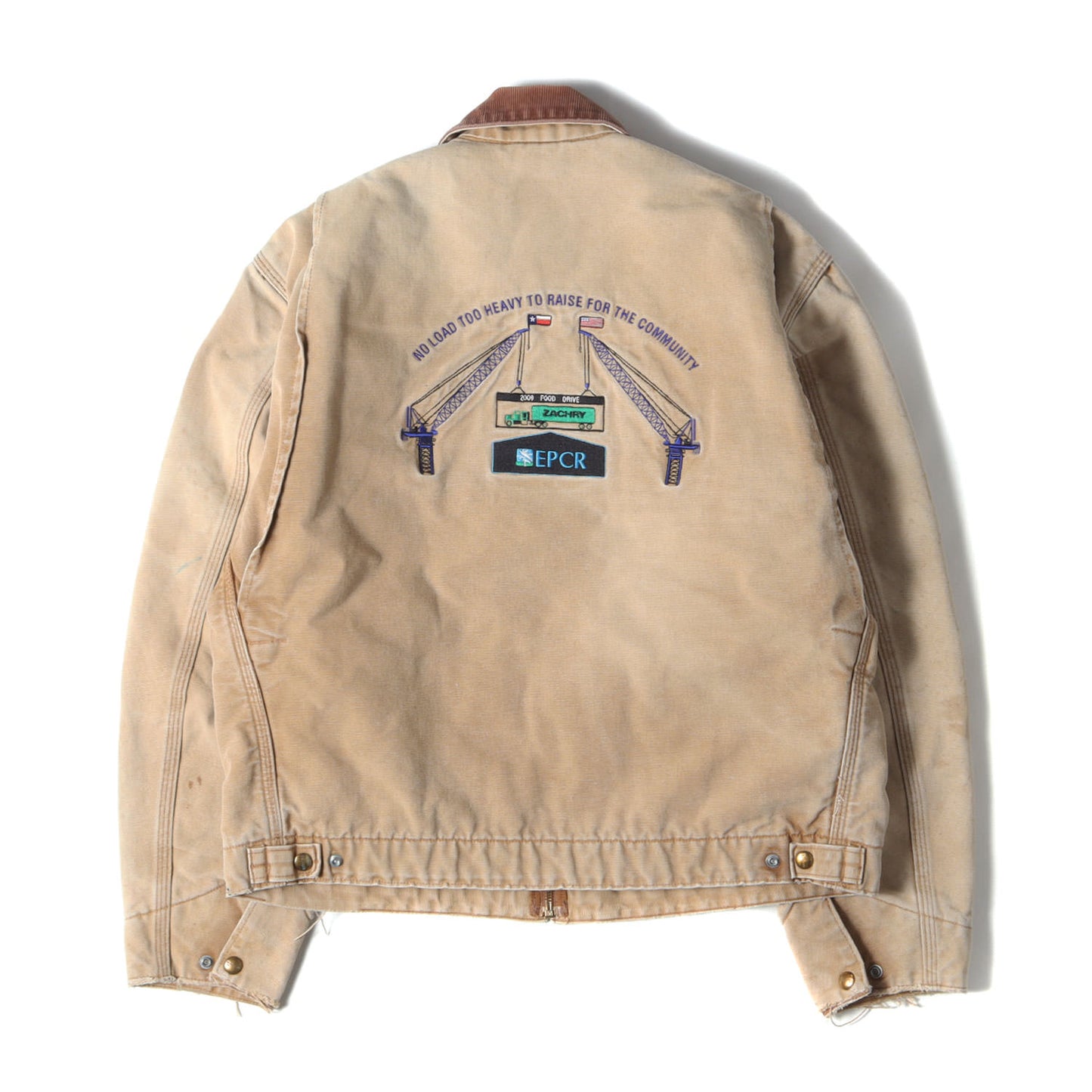 90s 企業ロゴ刺繍入り 裏ブランケット 襟コーデュロイ ブラウンダック デトロイトジャケット / 90年代 USA製