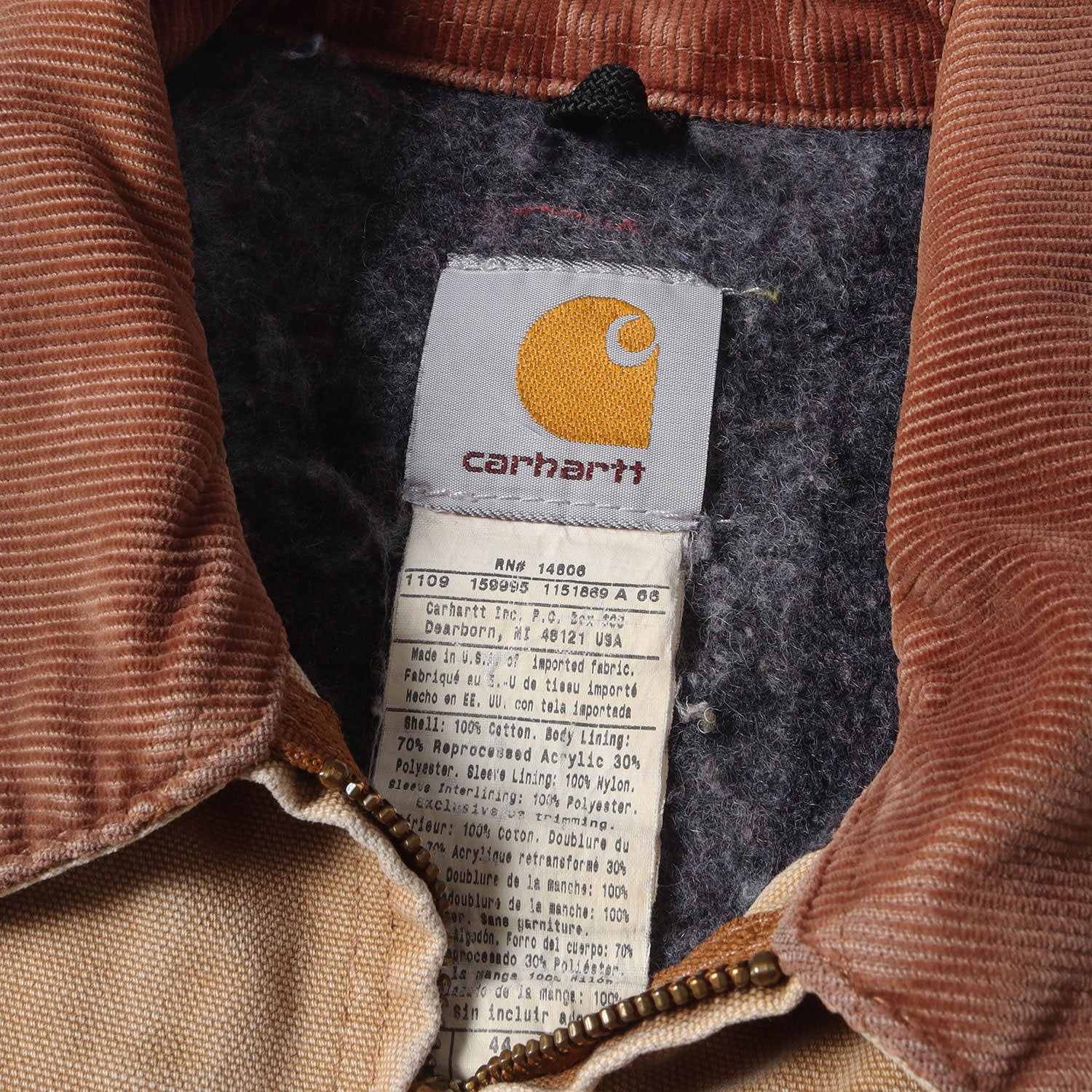 Carhartt (カーハート) 90s 企業ロゴ刺繍入り 裏ブランケット 襟  