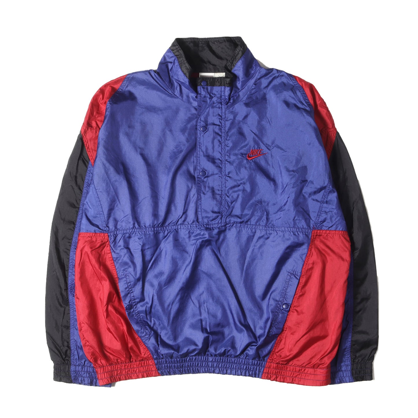 90s スウッシュ刺繍 ハーフジップ ナイロン トレーニングジャケット / 90年代 銀タグ