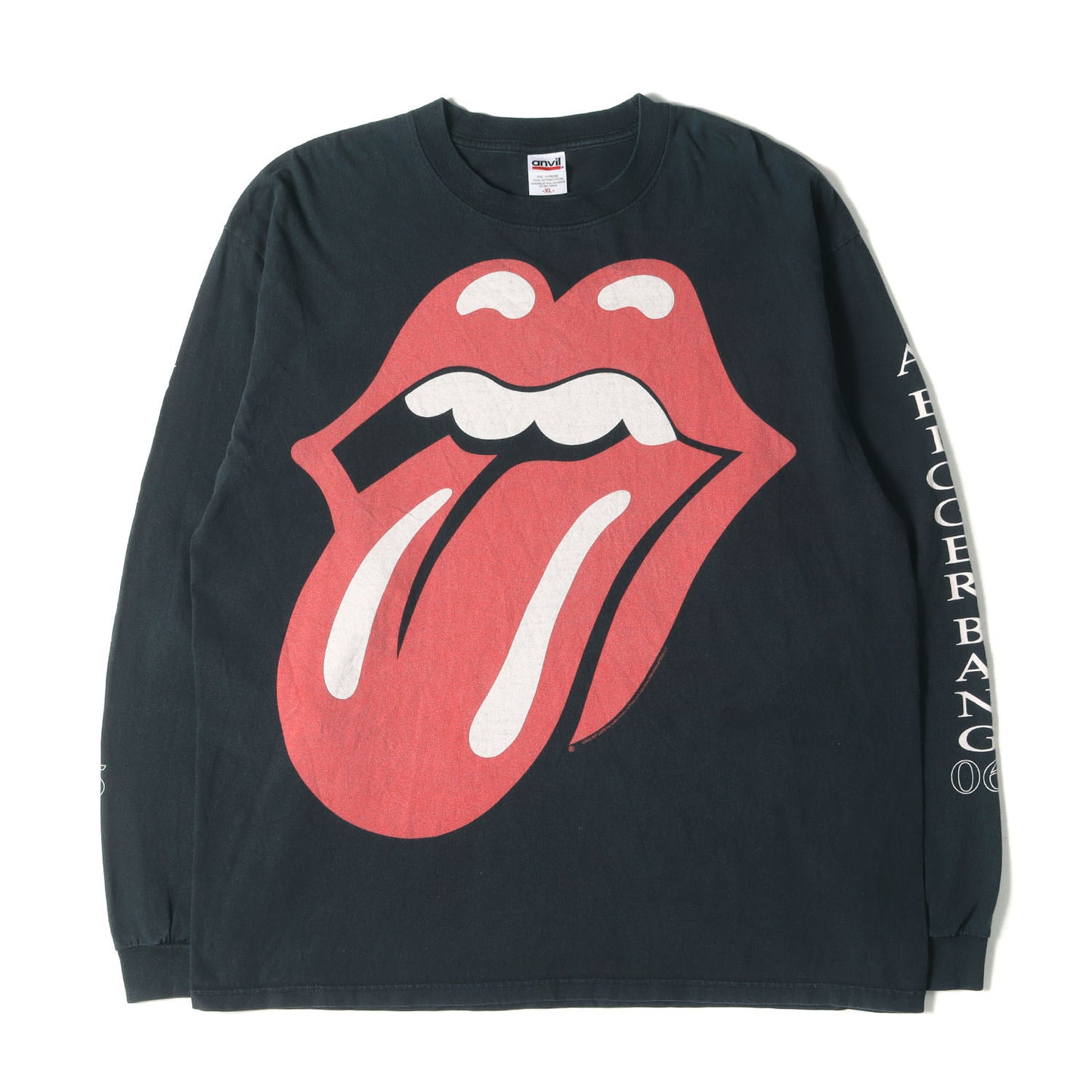 00s ローリングストーンズ 袖ロゴ リップ＆タン ロングスリーブ Tシャツ / A BIGGER BANG LIP & TONGUE LS