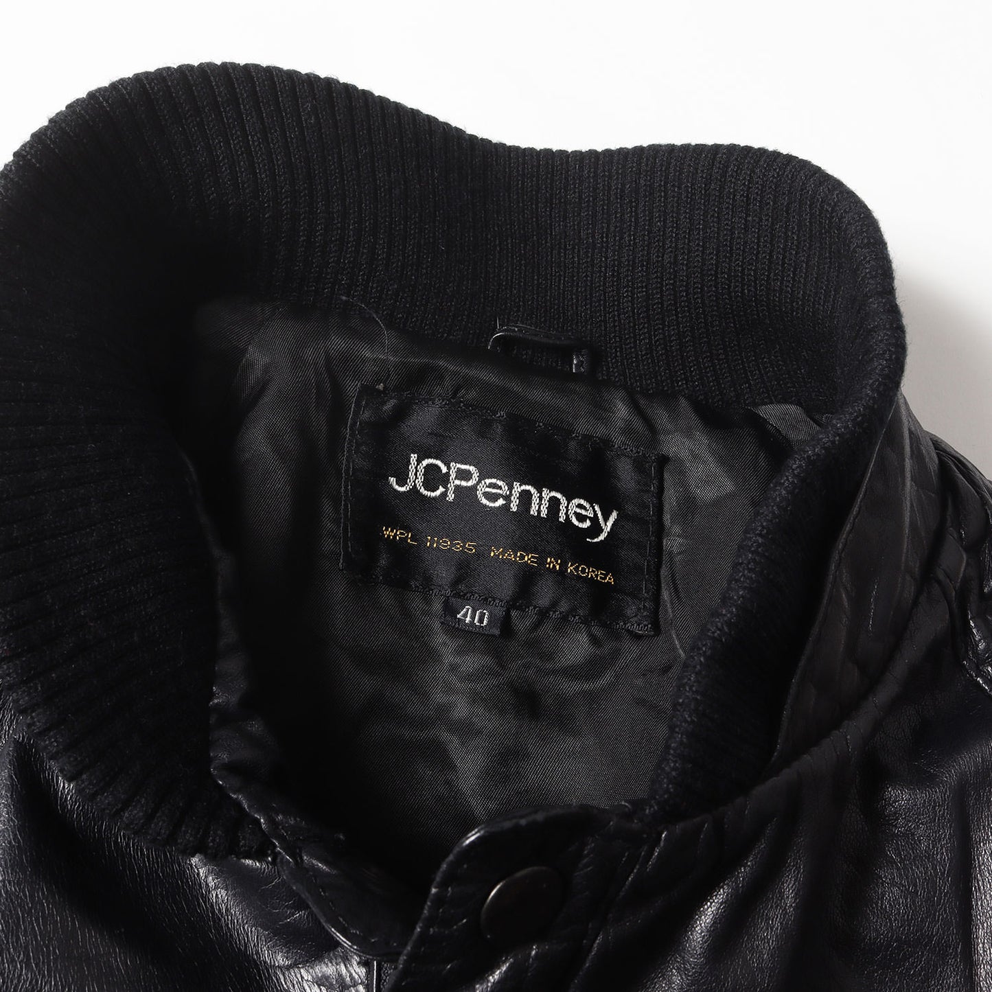 70s - 80s ニットリブ カウレザー ブルゾン / KOREA製 JC Penney