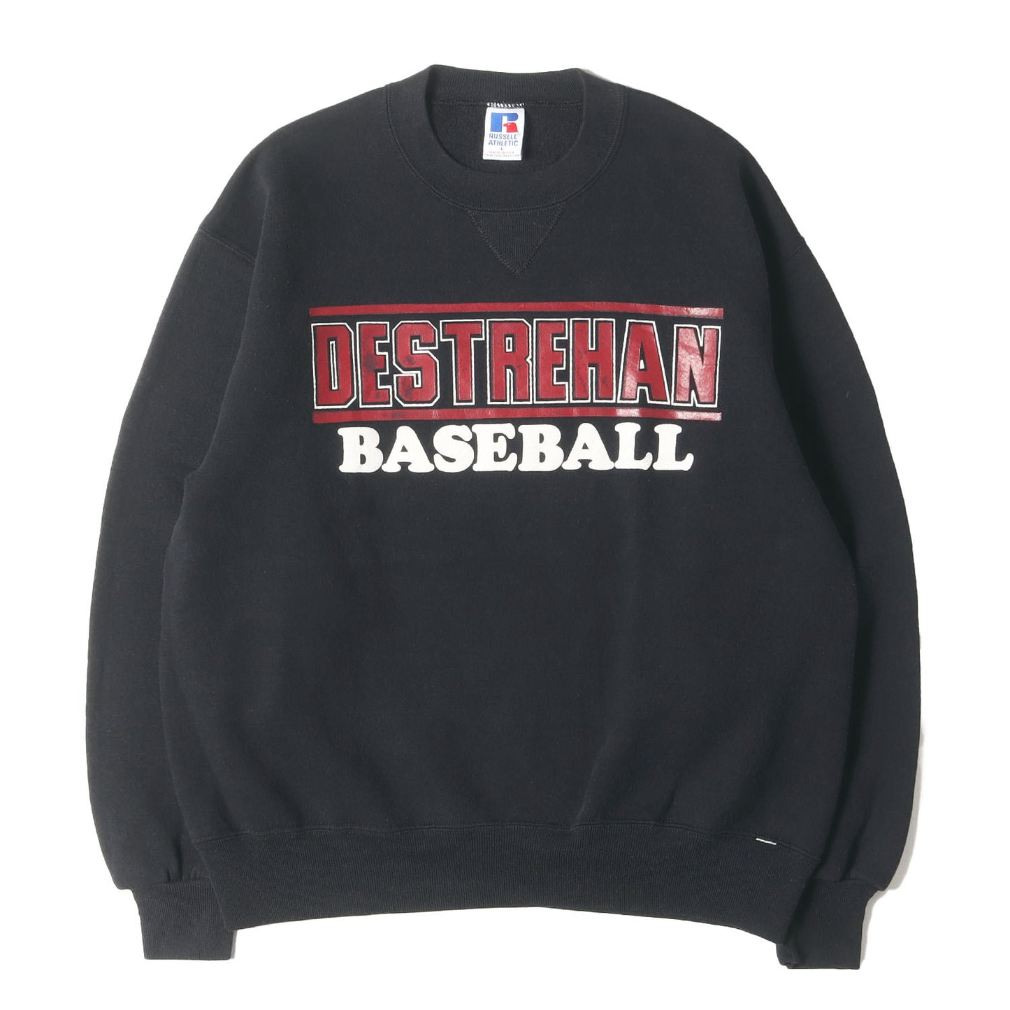 90s ベースボールチーム プリント 前V セットイン スウェットシャツ / USA製 Russell