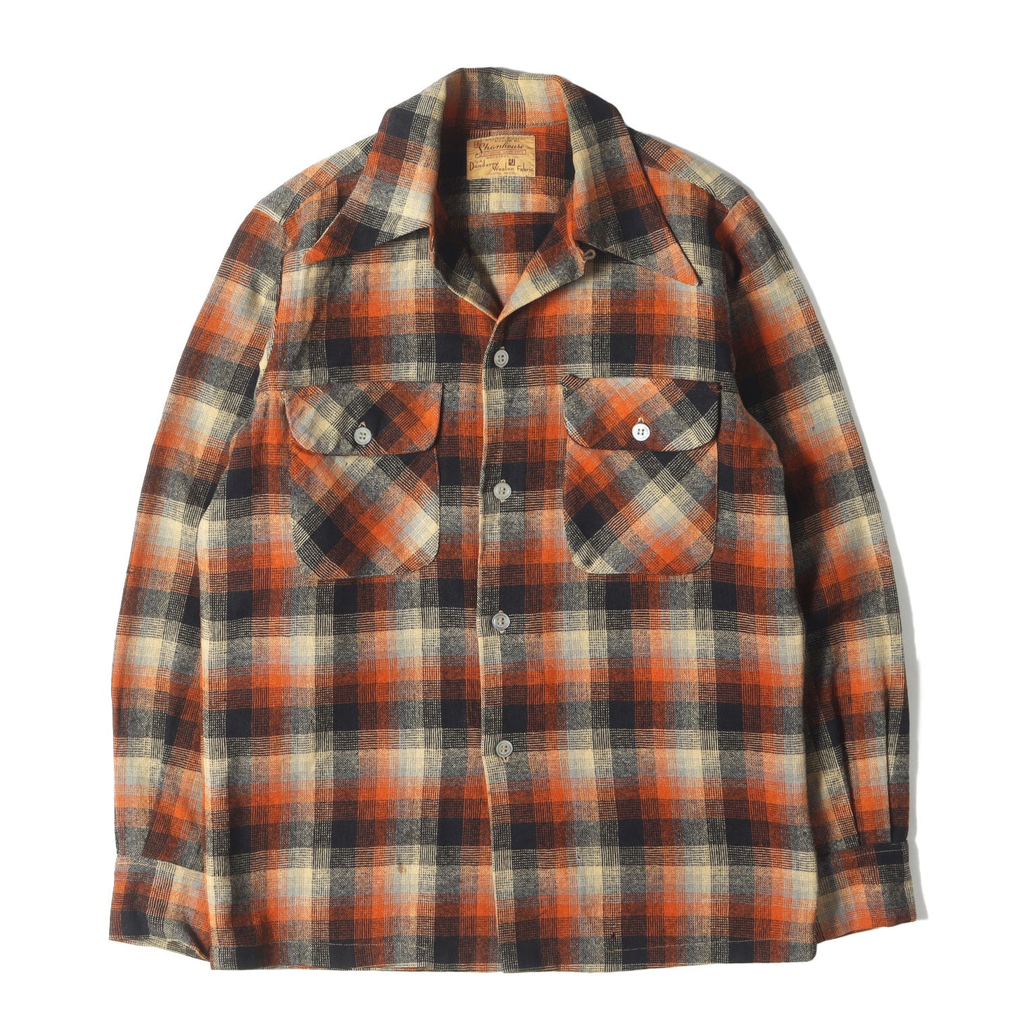 50s オンブレチェック オープンカラー ボード ウール シャツ / USA製 SHANHOUSE WEATHER WINNERS