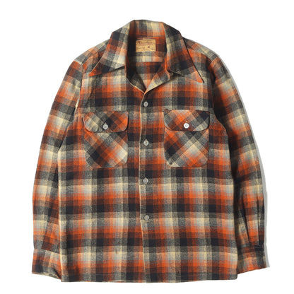 50s オンブレチェック オープンカラー ボード ウール シャツ / USA製 SHANHOUSE WEATHER WINNERS