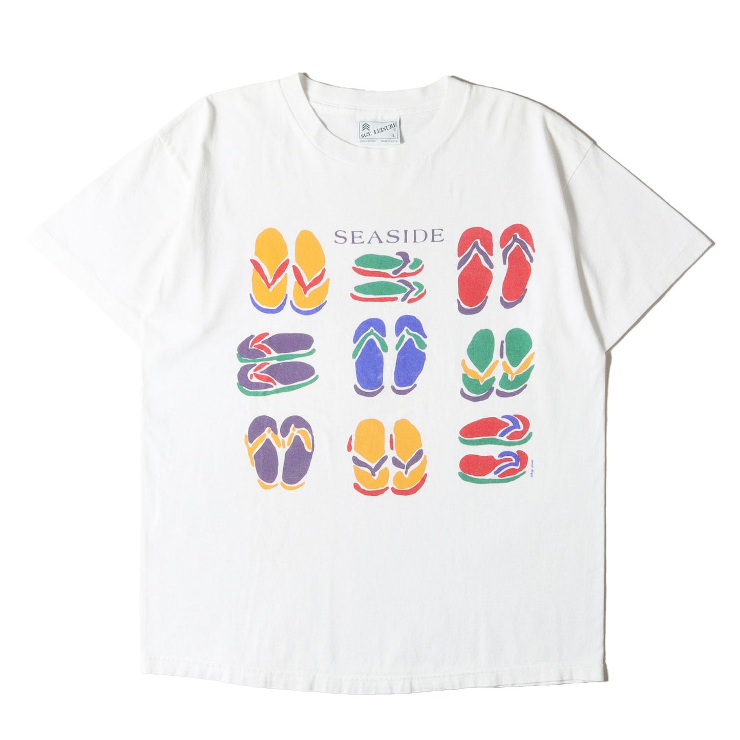 90s ビーチサンダル イラスト Tシャツ / USA製 SGT.LEISURE
